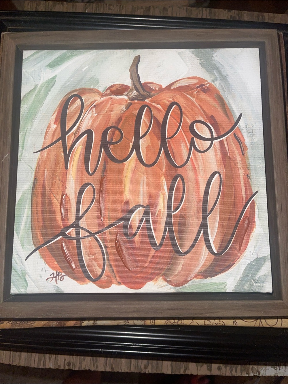 Kirklands Orange Pumpkin "Hello Fall" Wall Art